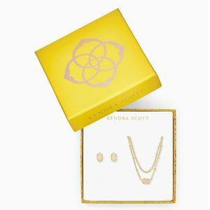 Kendra Scott Emilie Multi Strand Necklace Drusy Earrings Set